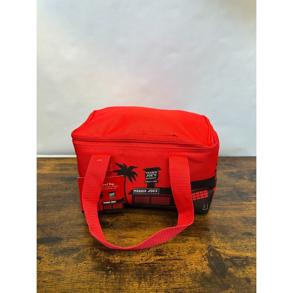 NEW! Trader Joe's Brand New Mini Insulated Tote Bag Red Black Lunchbox Lunch Bag - Picture 12 of 12